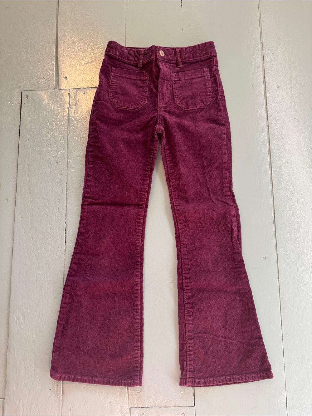 Girls Corduroy Flare Jeans in Deep Wine size 10